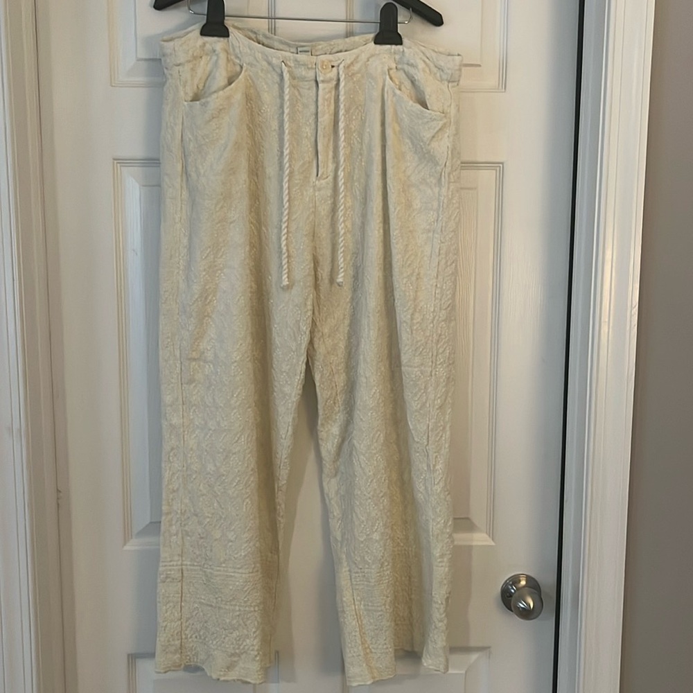 SUNDANCE IVORY EMBROIDERED PANTS 16